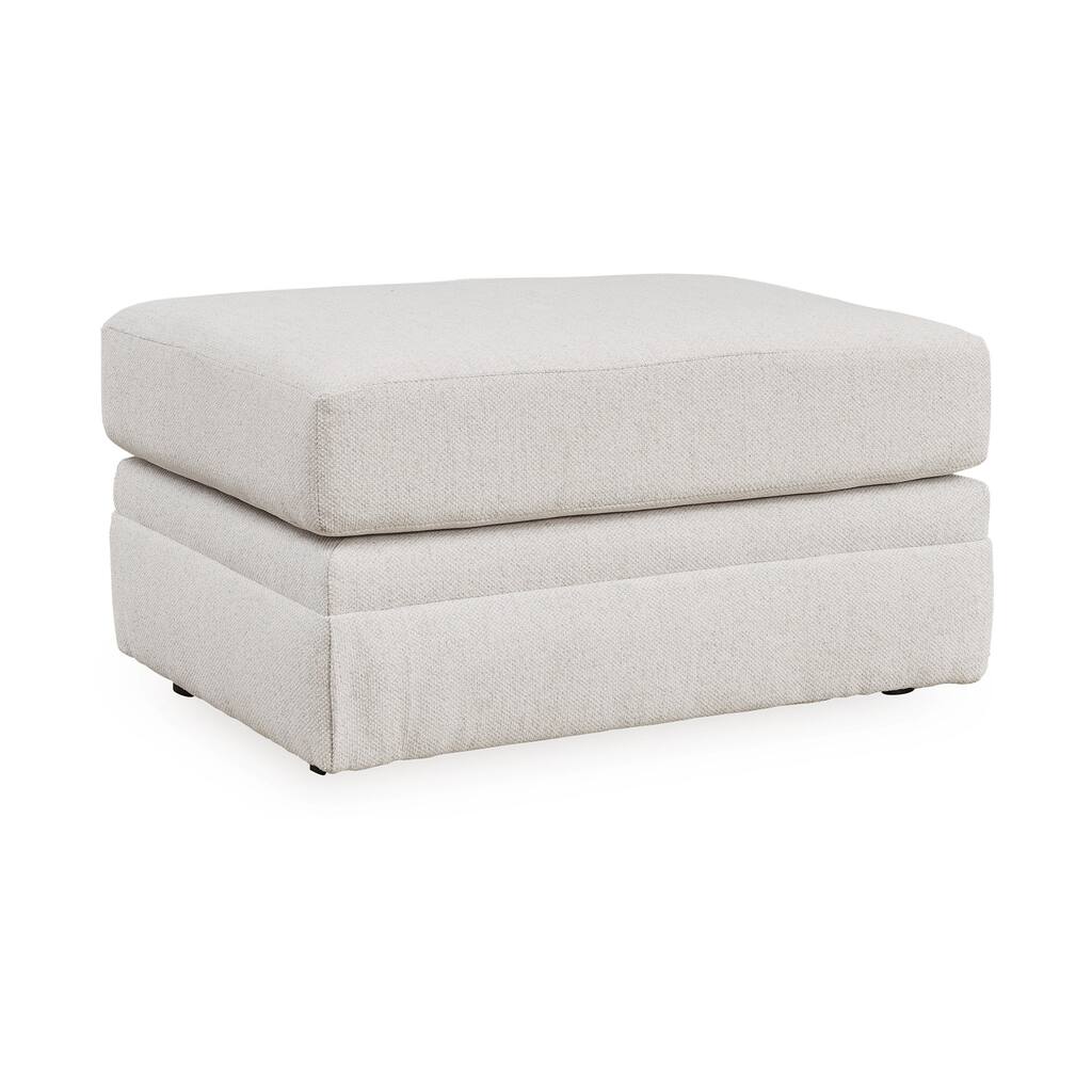 Maite Ottoman, Modern Chalk Gray Polyester, Soft Cushions, 34 Inch