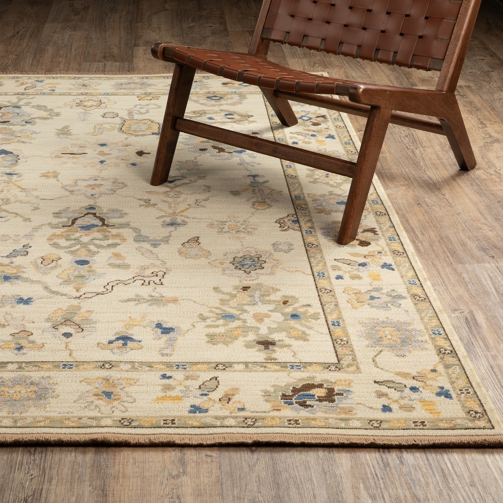 Adelaide Bohemian Traditional Beige/ Tan Wool Blend Area Rug-