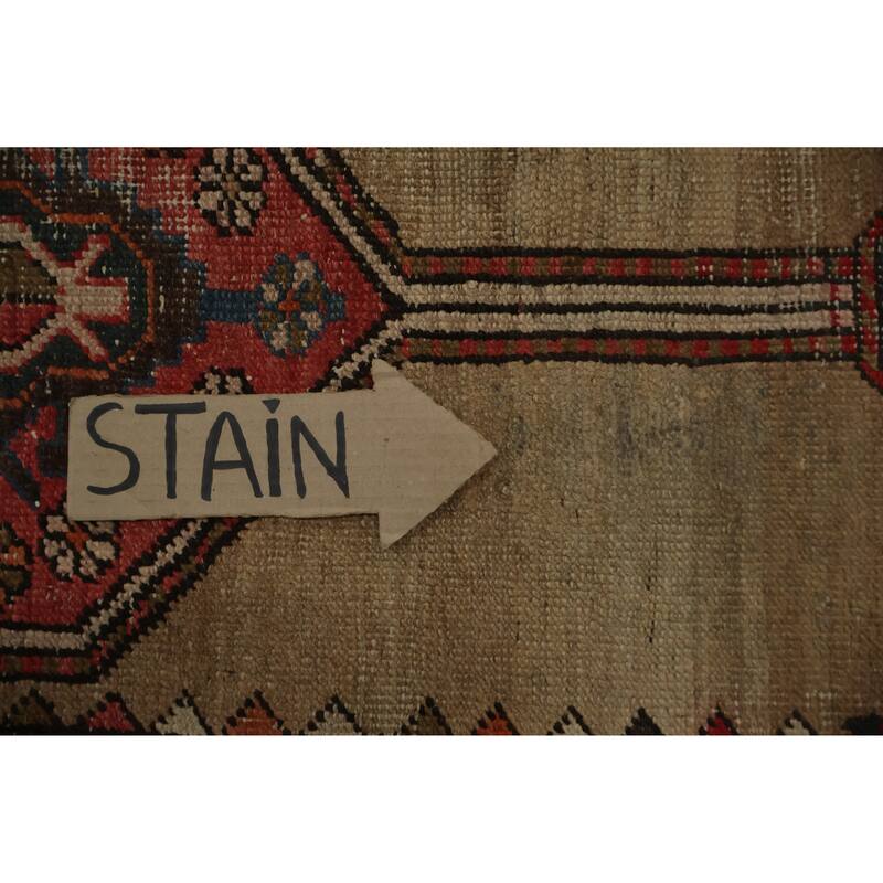 Hand Knotted Oriental 100% Wool Carpet Traditional Geometric Beige & Ivories Sarab Runner Rug - 12' 6'' X 2' 9''