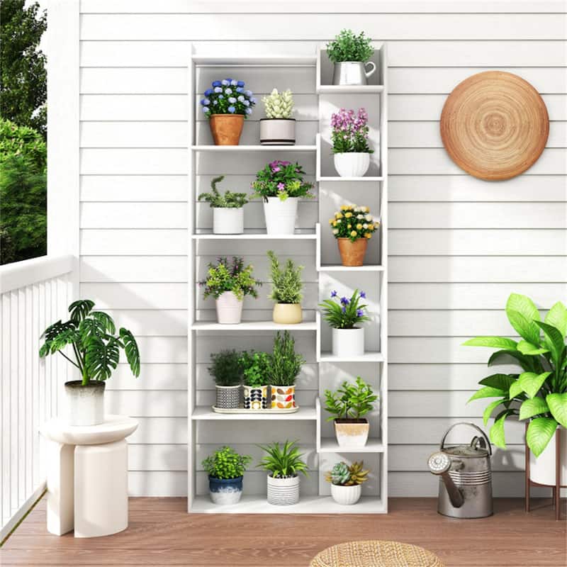 64" Tall Engineered Wood Storage Organizer Bookcase for Living Room or Bedroom - 27"L x 9"W x 64"H