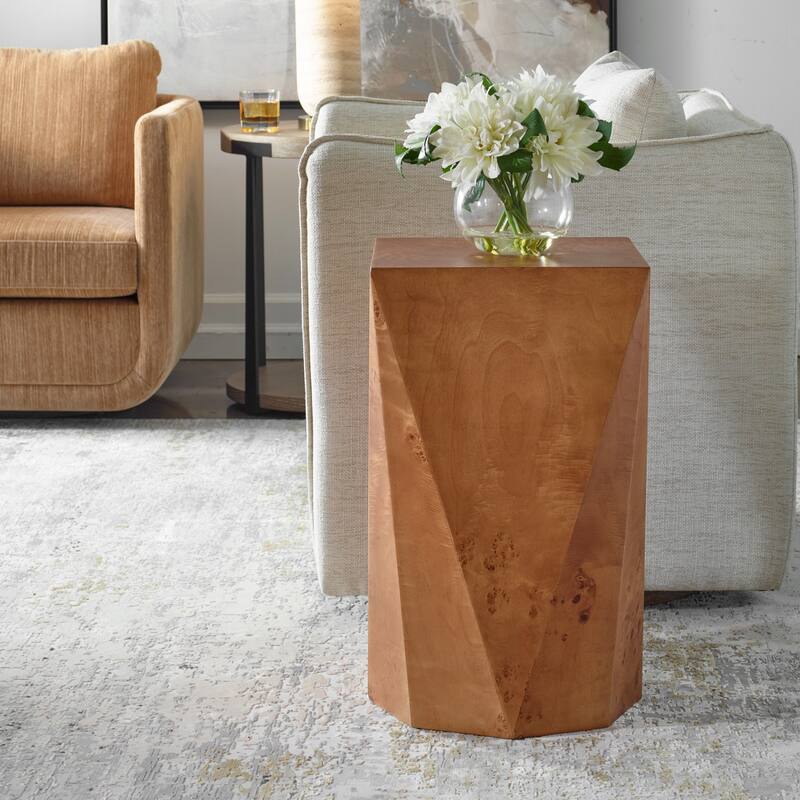 Geometric Wooden Accent Table - 24" - Brown