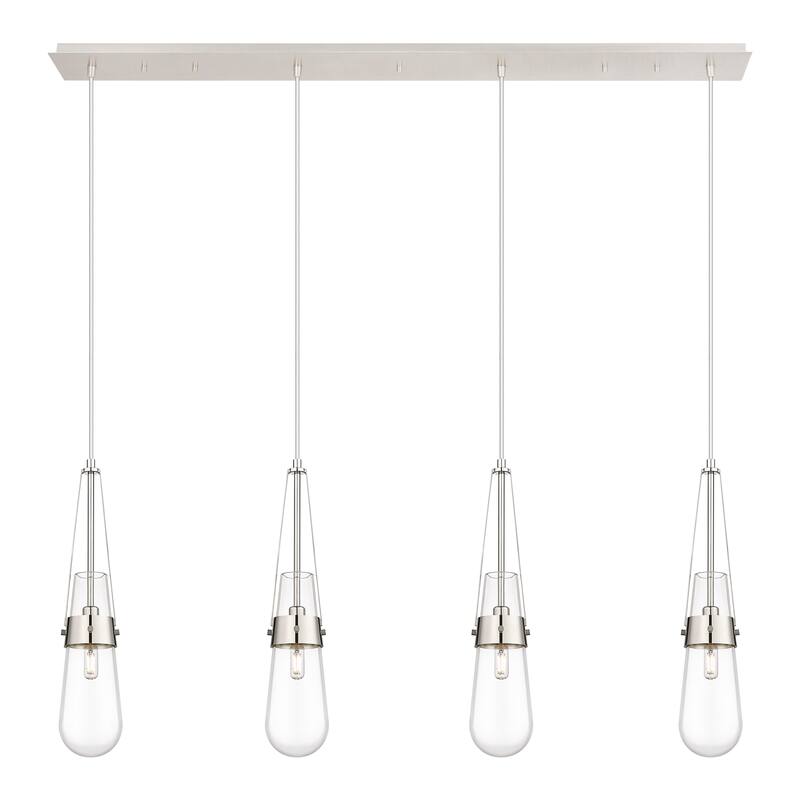 Innovations Lighting Milan - 4 Light 4" Cord Hung Linear Pendant - Clear/Polished Nickel