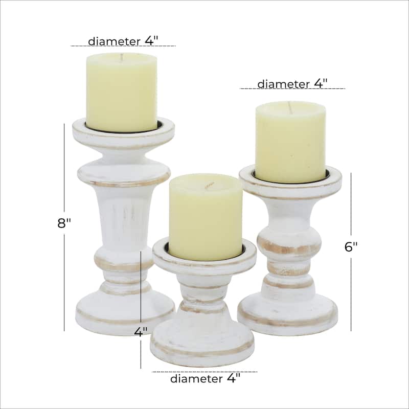 White Wood Decorative Candle Holder (Set of 3)