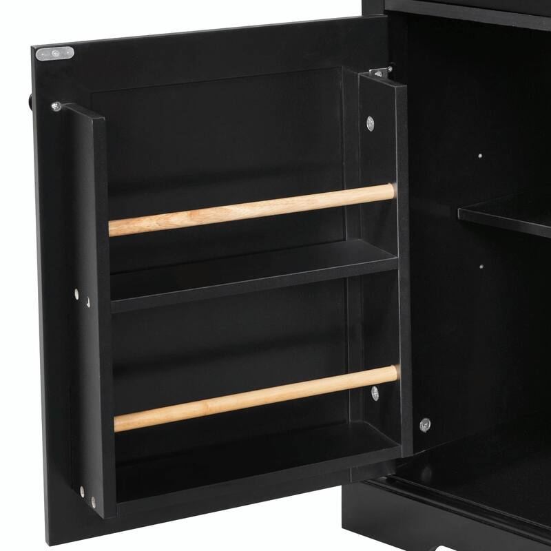54.9" Kitchen Island with Drop Leaf, Power Outlet, Kitchen Storage Cart