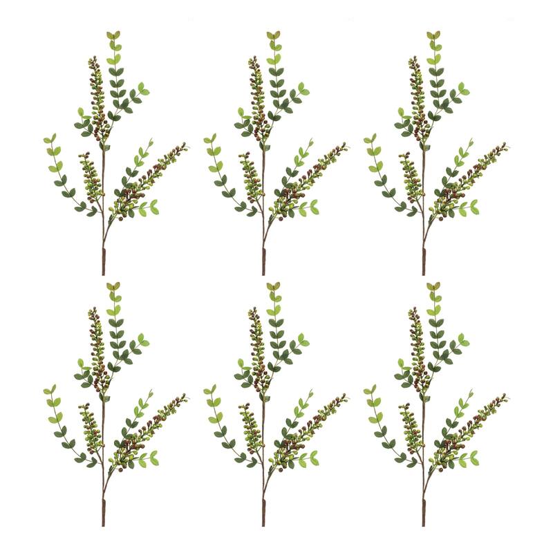 Variegated Berry Foliage Artificial Sprays - 32" - Red and Green - Set of 6