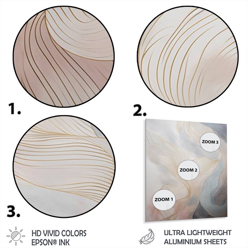 Designart "Gold And Grey Line Art In Motion II" Minimalism Line Art Metal Wall Art