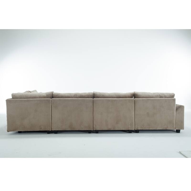 146'' Convertible 5-Seater Modular Sofa with Plush Cushions
