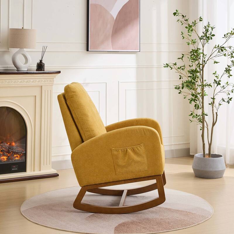 27.2"W Rocking Chair with High Back and Side Pocket