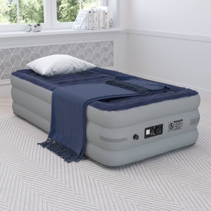 18" Air Mattress - ETL Certified Internal Electric Pump and Carrying Case - Twin