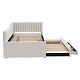 preview thumbnail 18 of 46, Daybed Captain Bed Upholstered Bed with Trundle and 3 Drawers, Elegance Stripe Design L-Shaped Upholstered Daybed Platform Bed