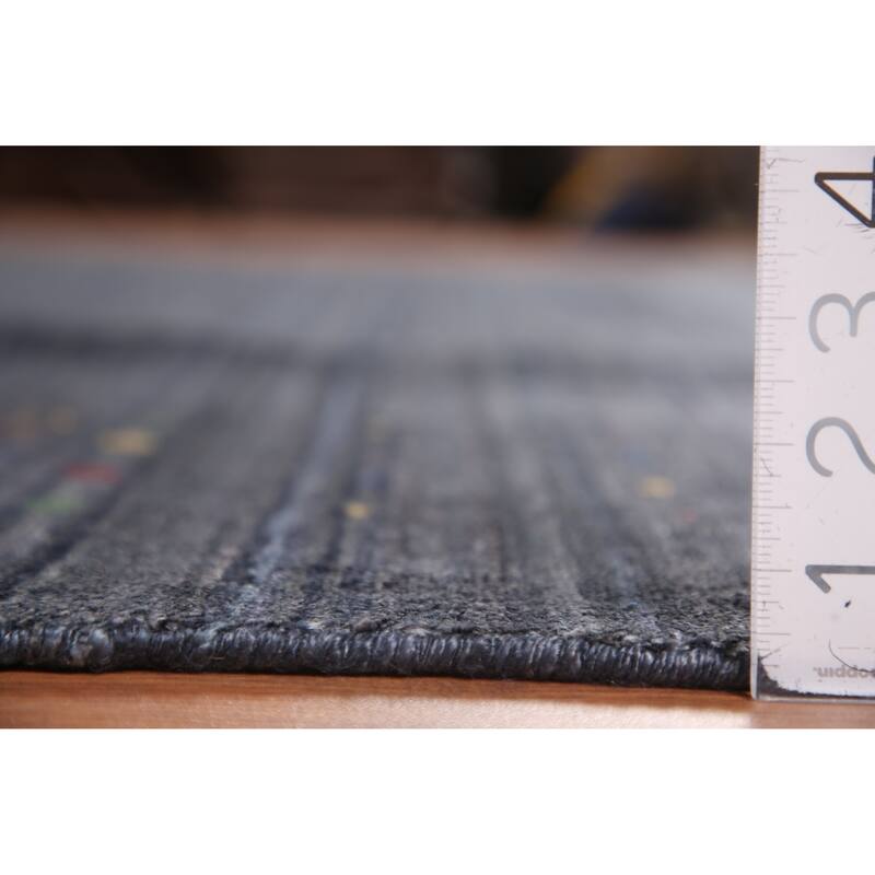 Grays & Blues Gabbeh Oriental Area Rug Handmade Silk Carpet - 7'11" x 9'9"