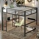preview thumbnail 1 of 10, Full Size Metal Loft Bed with Built-in Desk and Storage Shelves, BlackShort Title: Black