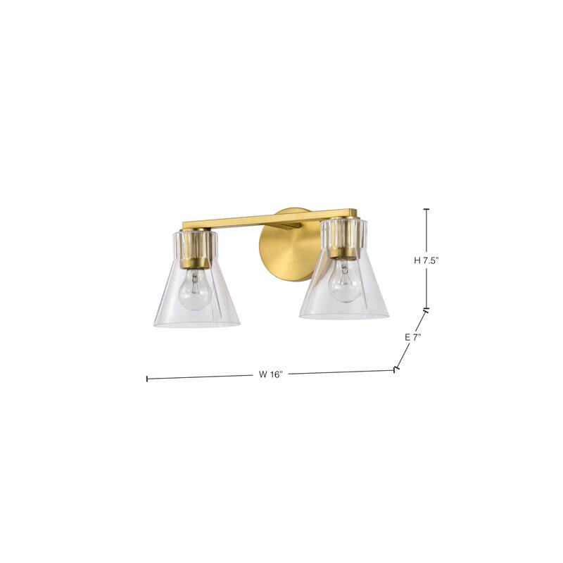 Gianna 2 Light Vanity Vintage Brass Finish Clear Glass - Vintage Brass