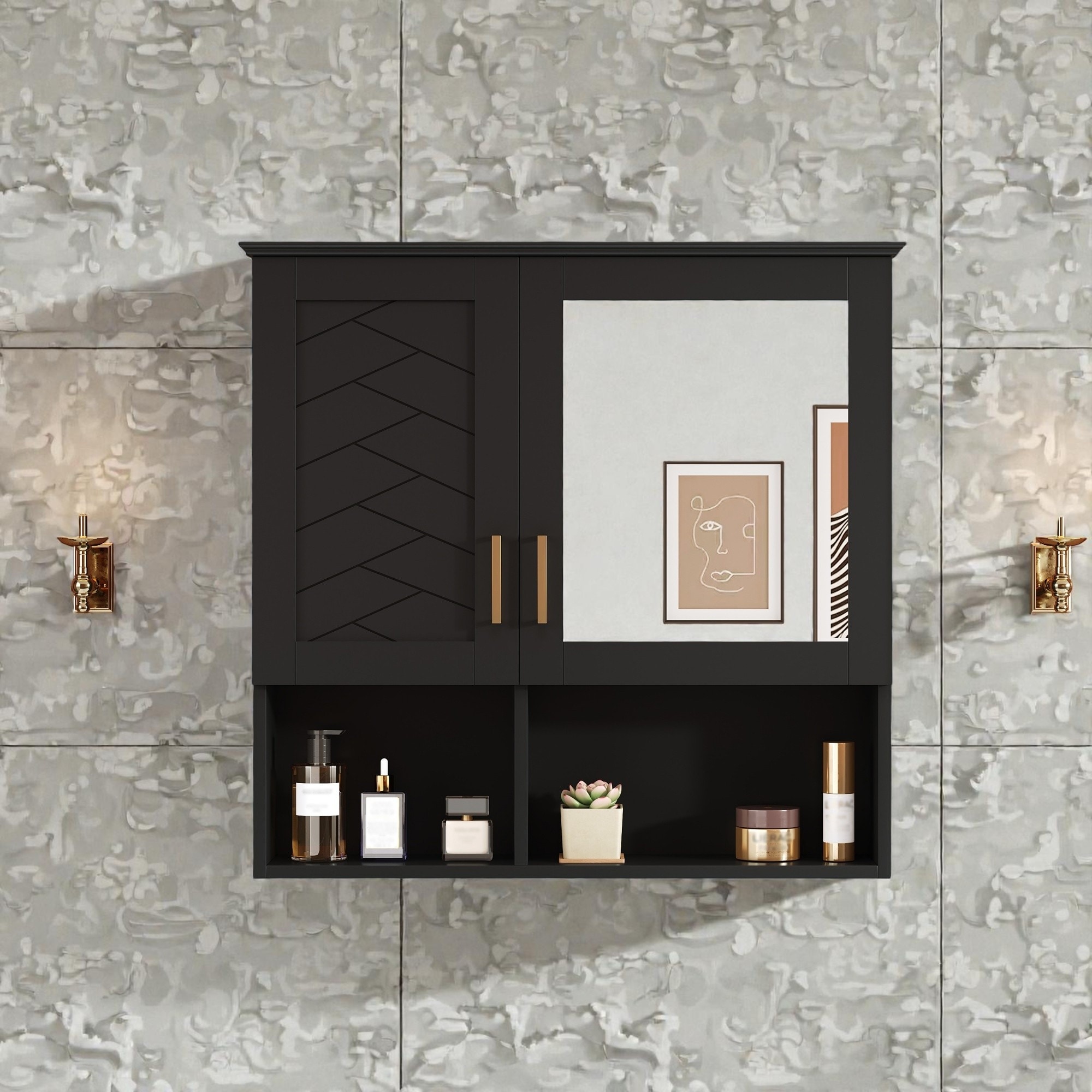 30 Inch Wall Mounted Bathroom Medicine Cabinet with Mirror, Adjustable Shelves, Soft Close Doors