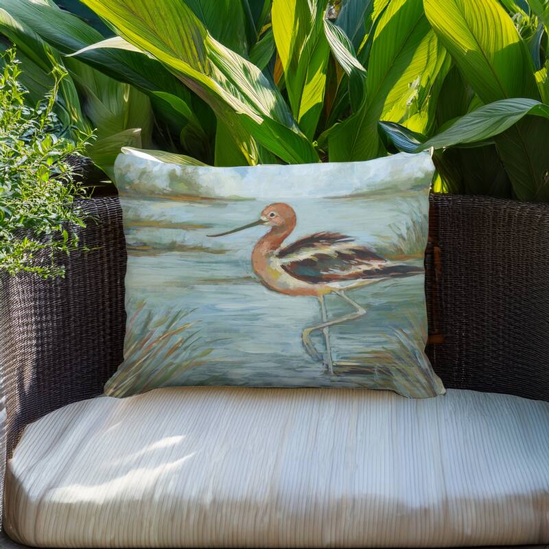 Magnolia Casual Outdoor Pillow Avocet Bird in Water 19x24