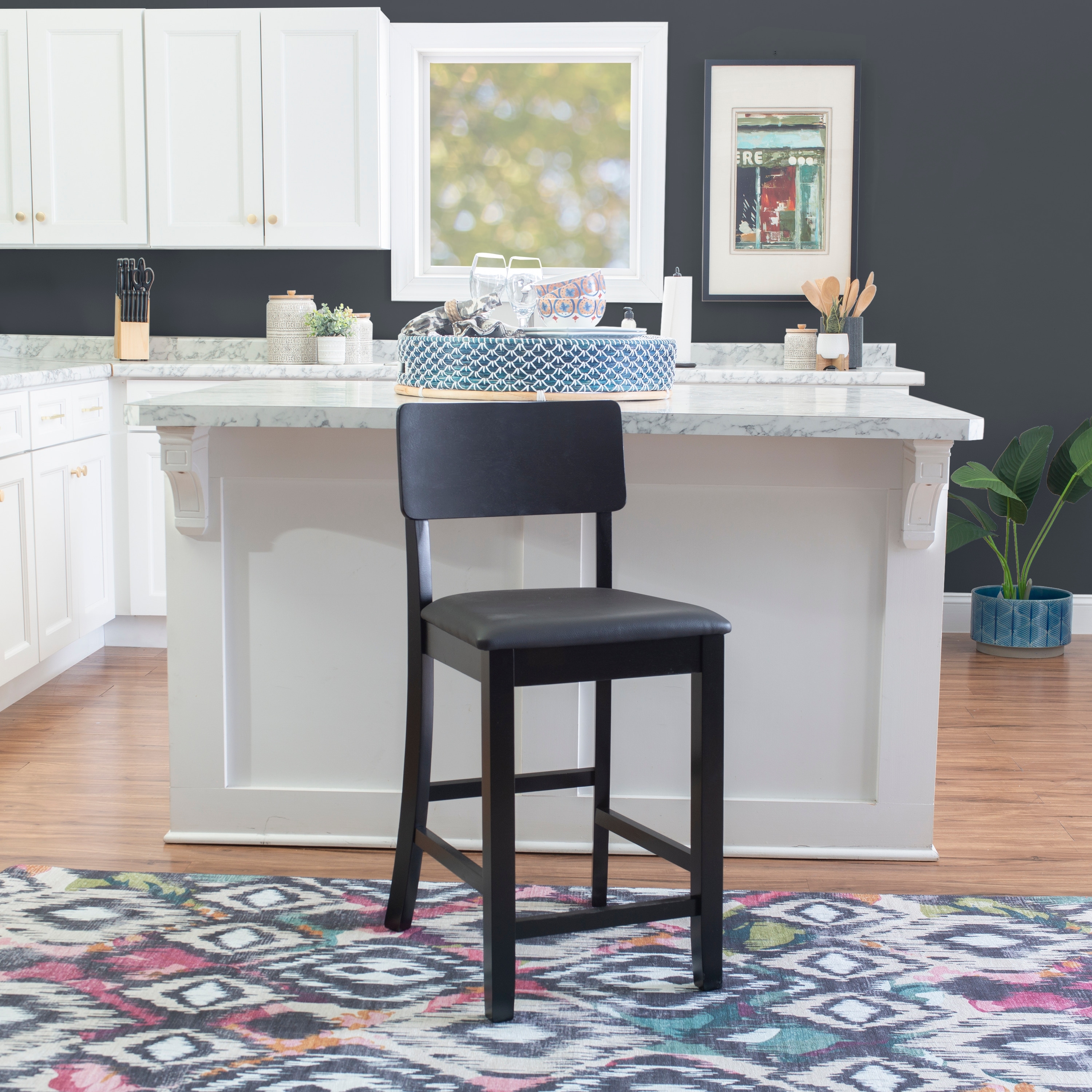 Linon Aldersey Black Stationary Counter Stool