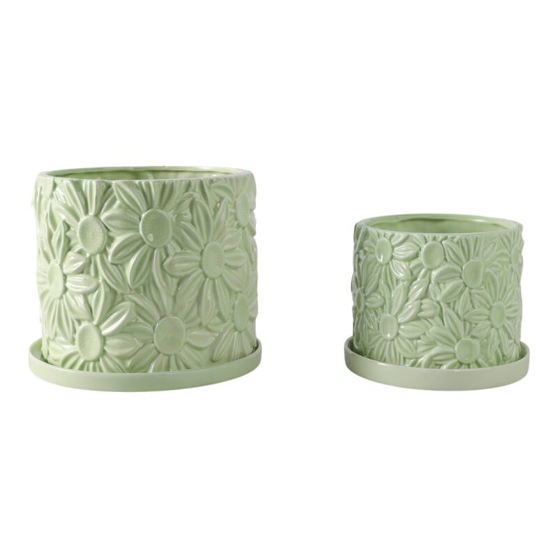 Ceramic Daisy Flower Planter (Set of 2) - 6"