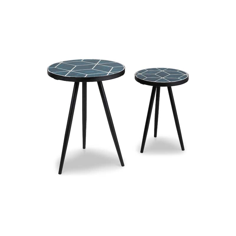 Signature Design by Ashley Clairbelle Teal Nesting Tables (Set of 2) - 16"W x 16"D x 22"H