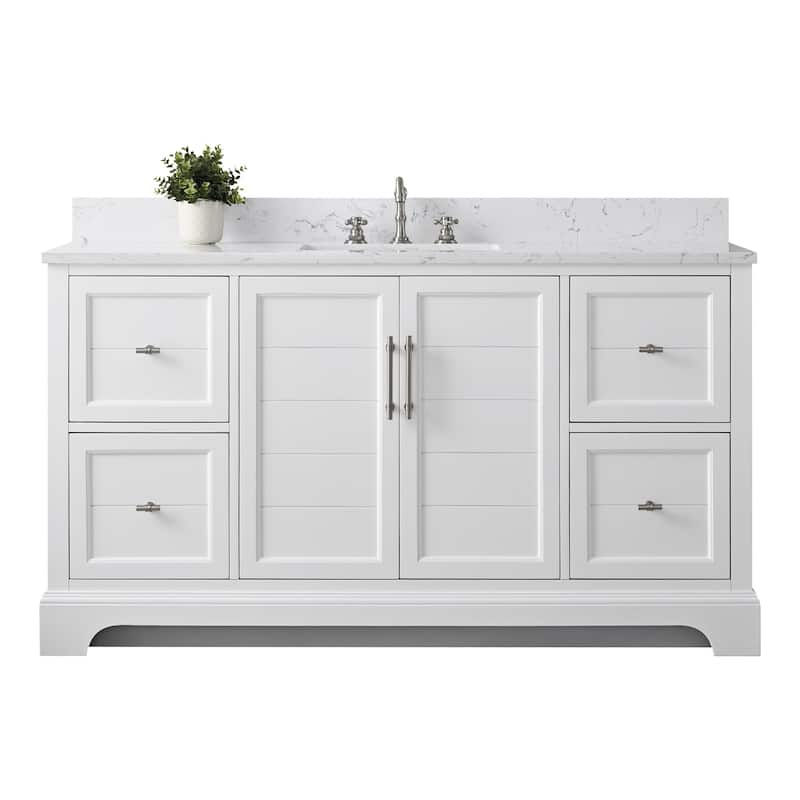 Vanity Art 60" Single Sink Bathroom Vanity with Top & Backsplash