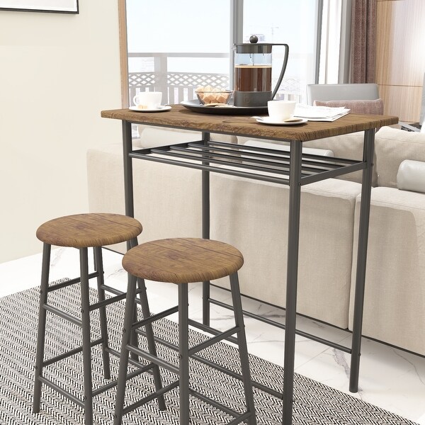 bar table with storage and stools