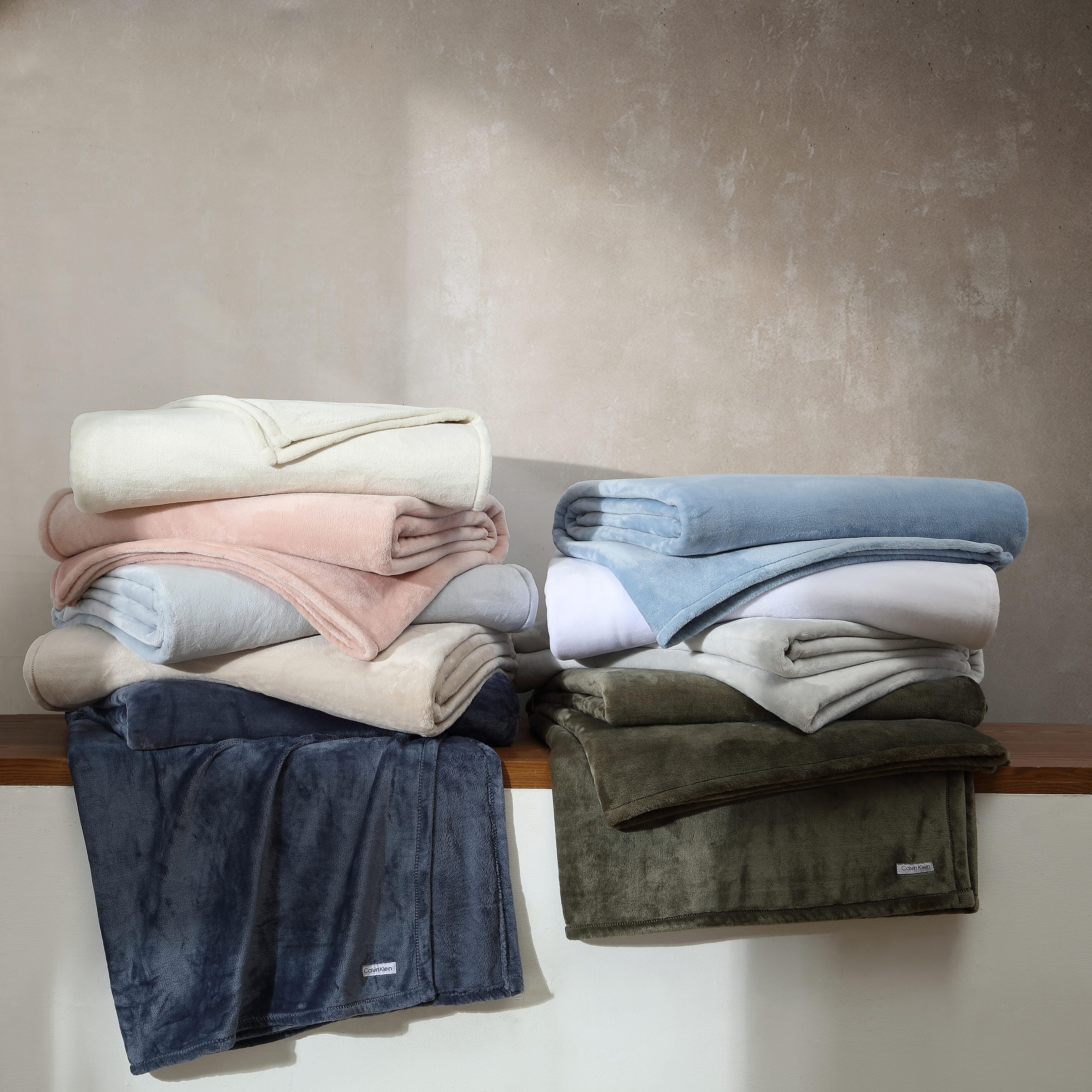Calvin Klein Plush Solid Reversible Blanket