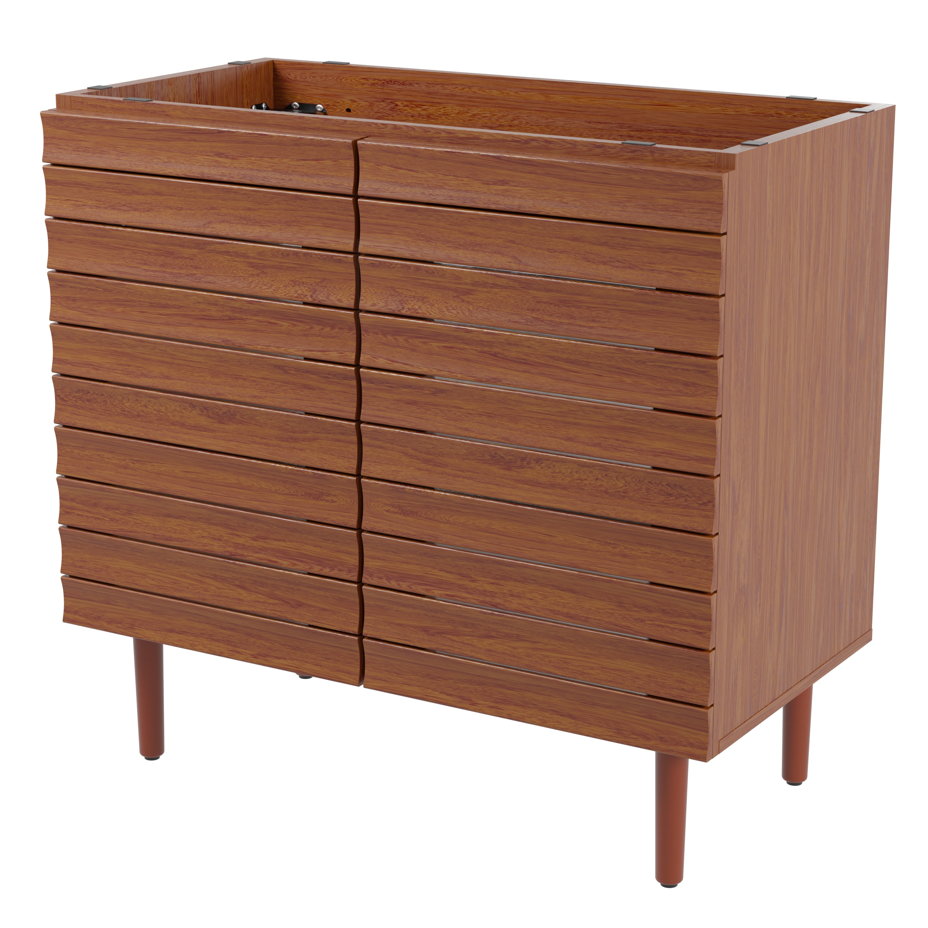 Aubert Thick Linear Slat Farmhouse 2-Shelf Bathroom Vanity Cabinet Only (Sink Basin Not Included)