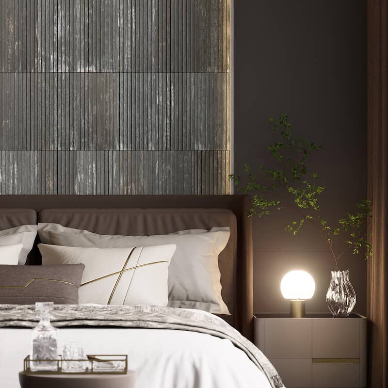 Merola Tile Retro Strata Nero 6-7/8" x 14" Porcelain Floor and Wall Tile - Case (16 Tiles)