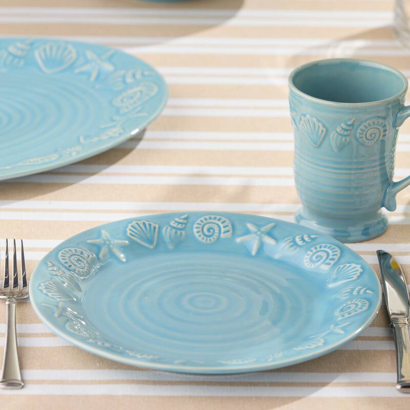 Certified International Coastline Blue 10.5" Dinner Plates, Set of 4 - 10.50"L x 10.50"W x 1.13"H
