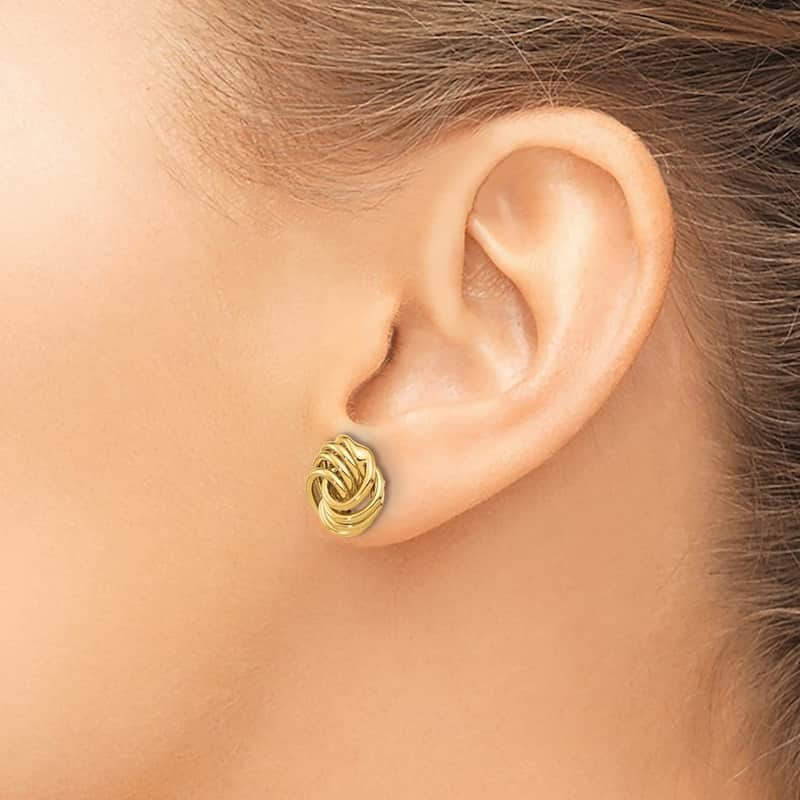 Curata 14k Yellow Gold Polished Love Knot Post Earrings - 11.4x11.4mm