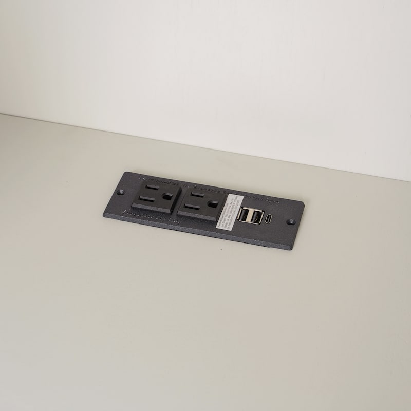 Foldable Murphy Bed Queen Size Wooden Wall Bed Framen with Built-in Desk, Top Lights, Open Shelves, Storage Drawers and Cabinets