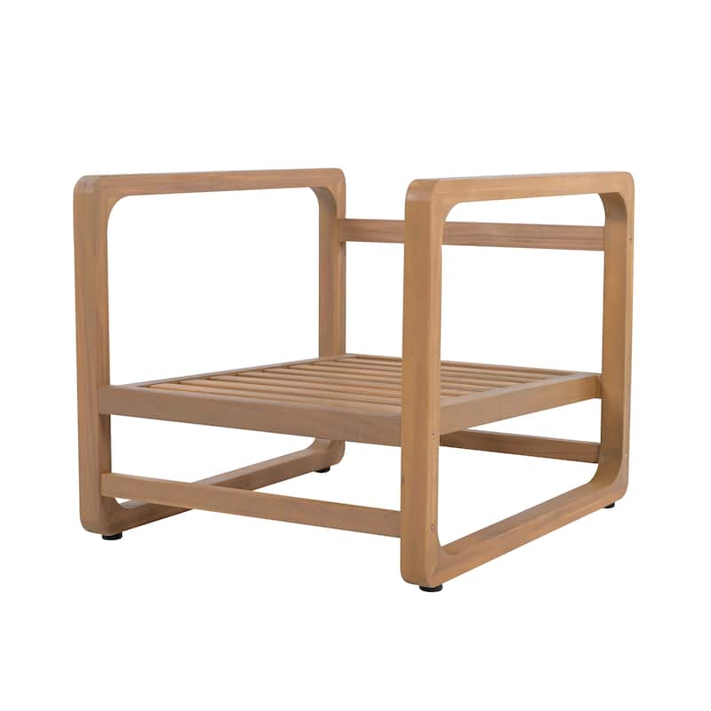 Christopher Knight Home - Modern Outdoor Acacia Wood Conversation Set with White Cushions and Side Table