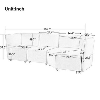 Modern Novelty Sofa Set with Upholstery Sofa Adjustable Back with Free Combination for Living Room Comfy Loveseat, Gray - N/A