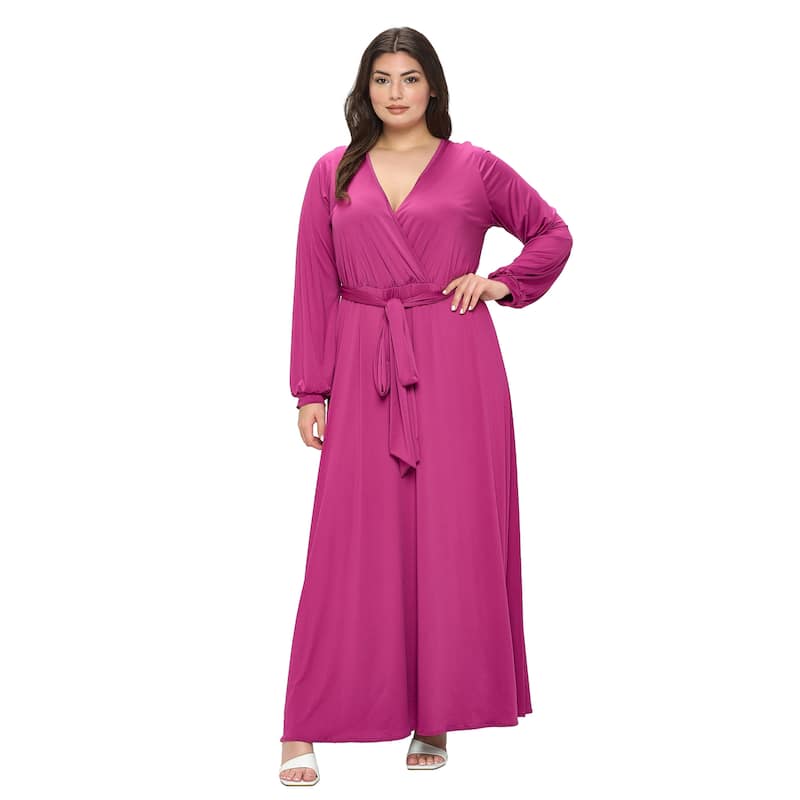 L I V D Women's Plus Size Espinoza Surplice Maxi Dress - 3X - Magenta