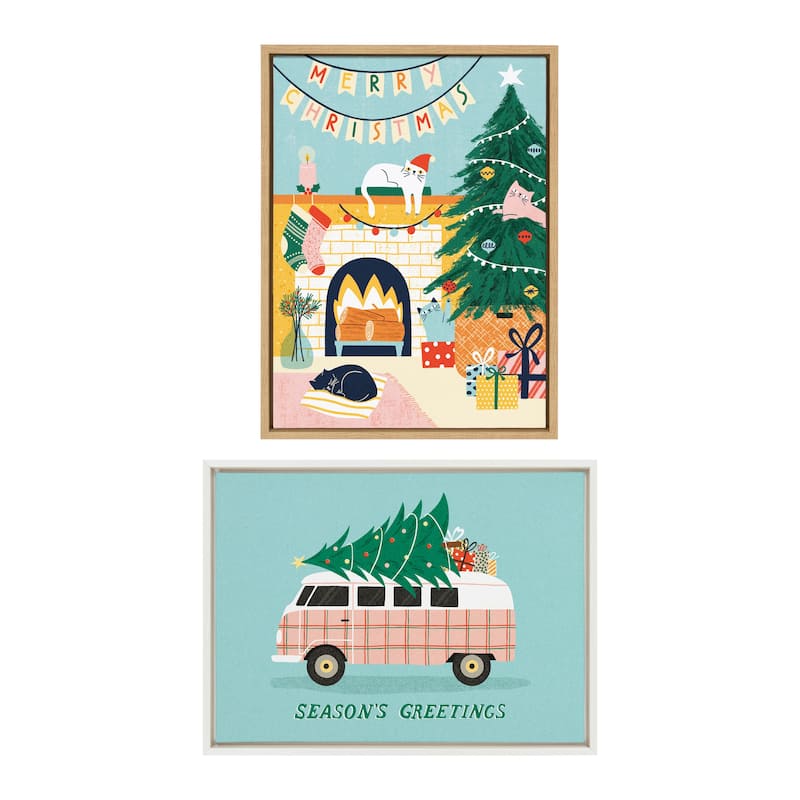 Kate and Laurel Sylvie Howdy Framed Canvas by Tània García