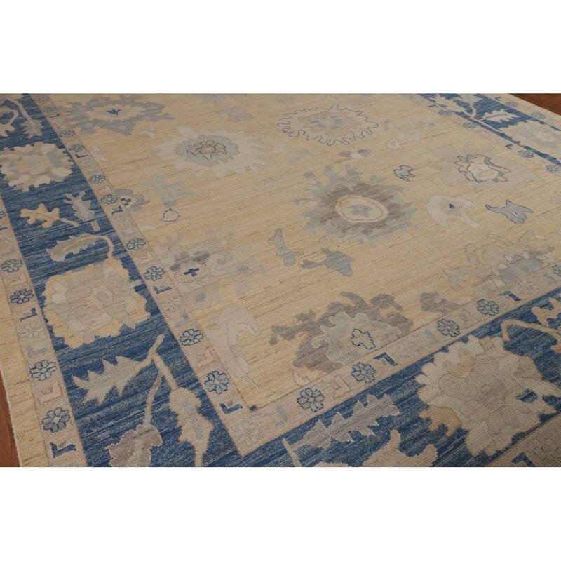 Vegetable Dye Oushak Oriental Large Rug Handmade Yellow Wool Carpet - 10'1"x 13'6"