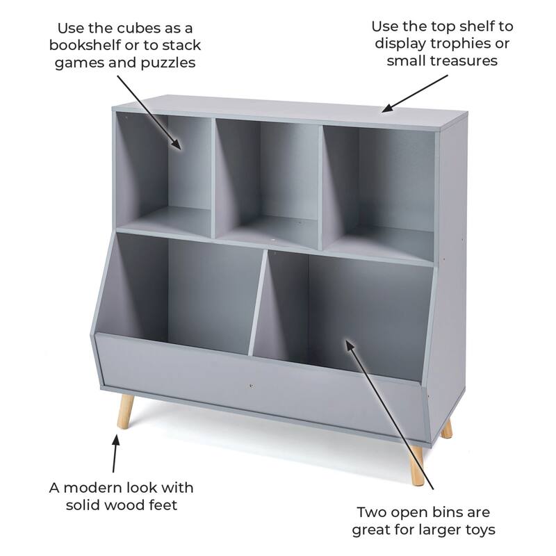 Badger Basket 5-Bin Storage Cubby with Feet - 35.5" x 15.75" x 33.5"