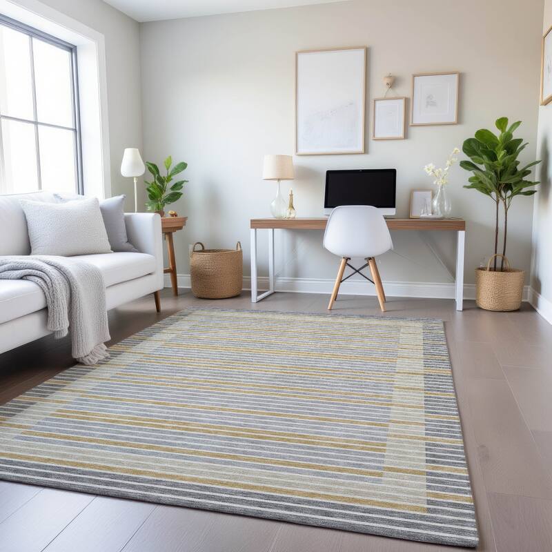 Premium Washable Super Soft Border Geo Mayfield Rug - Gray - 9' x 12'