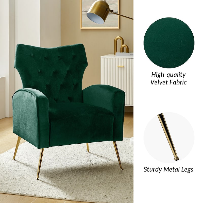 Abadiana Accent Tufted Chair with Metal Base by HULALA HOME