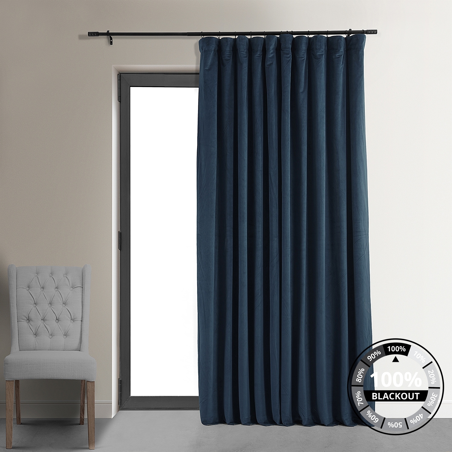 Towels Beyond Extra Long Room Darkening Faux Velvet Curtain Panels