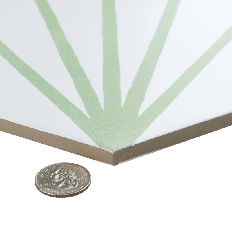 Merola Tile Horizon Dawn Hex Verde 7-3/4" x 9" Porcelain Floor and Wall Tile