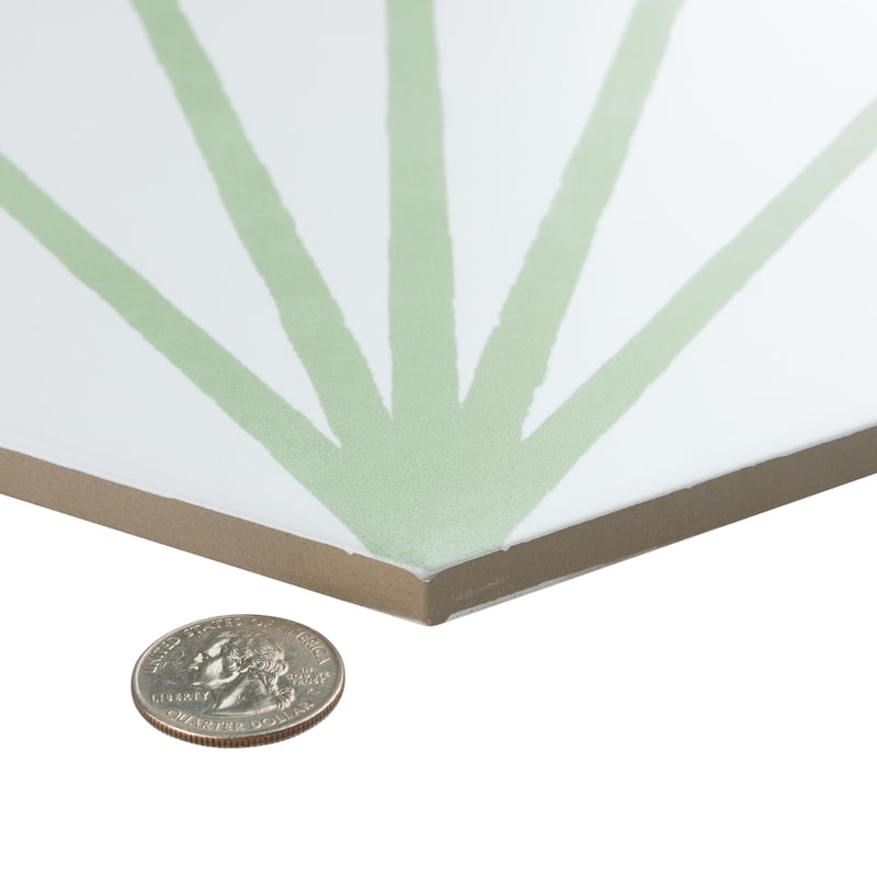 Merola Tile Horizon Dawn Hex Verde 7-3/4" x 9" Porcelain Floor and Wall Tile