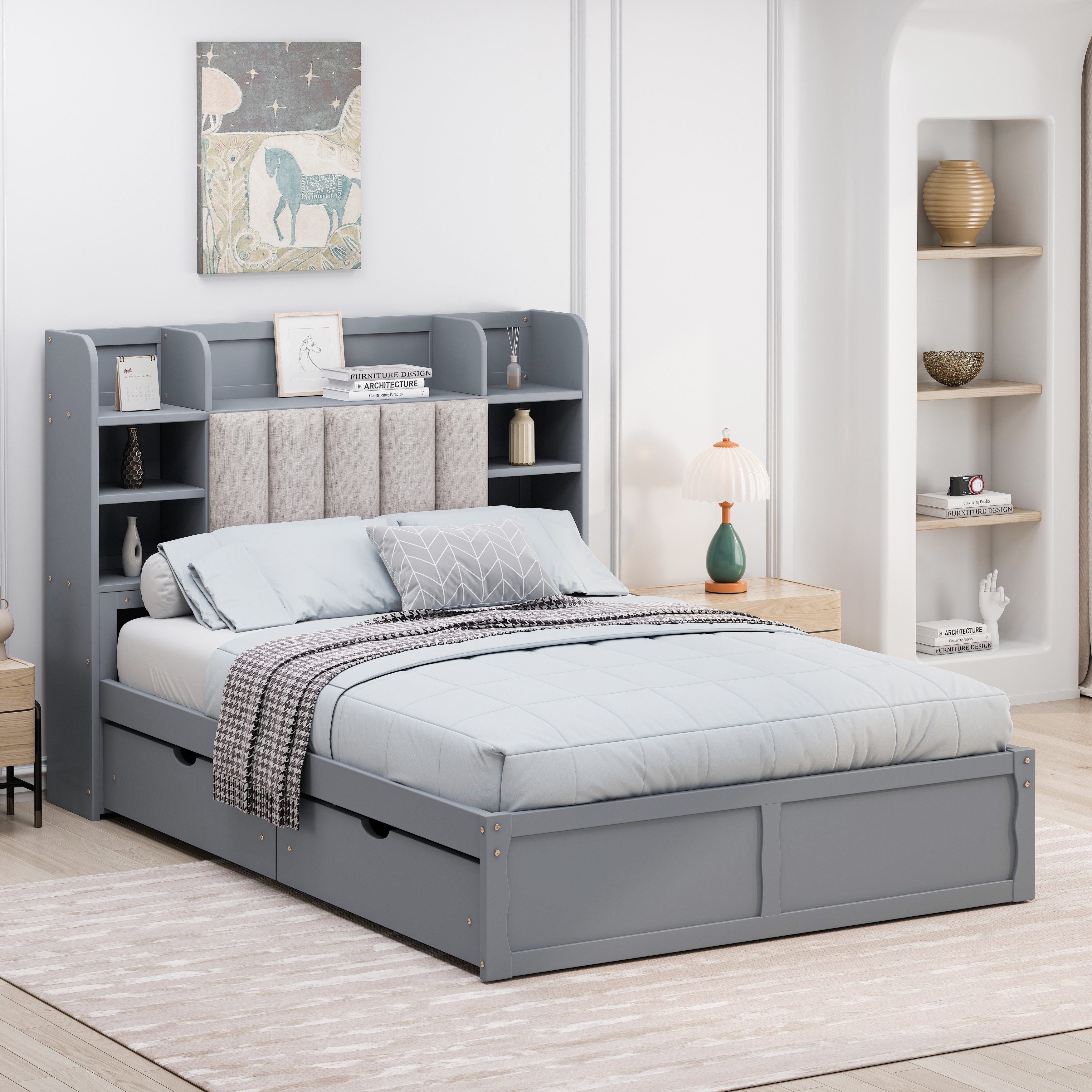 Multi functional Full Size Bed Frame with 4 Under bed Portable Storage Drawers Bed Bath Beyond 40833999