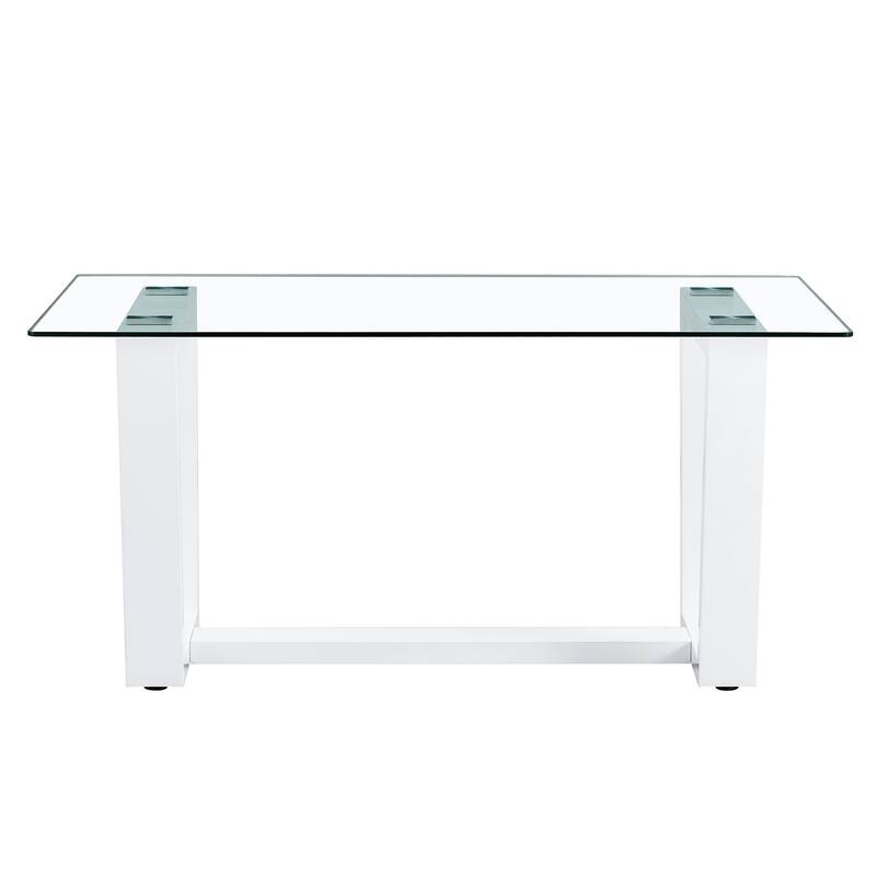 Glass Dining Table Large Modern Minimalist Rectangular for 6-8