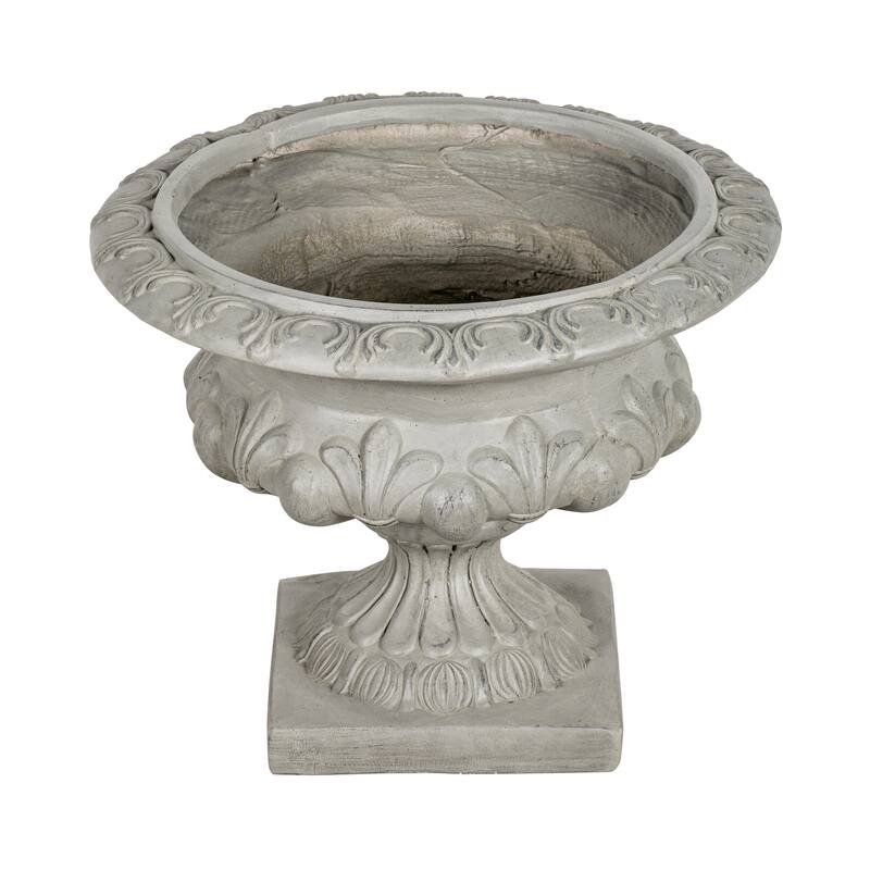 Christopher Knight Home - 18.5"H Classical Floral-Carved MGO Pedestal Urn Planter for Garden & Front Porch