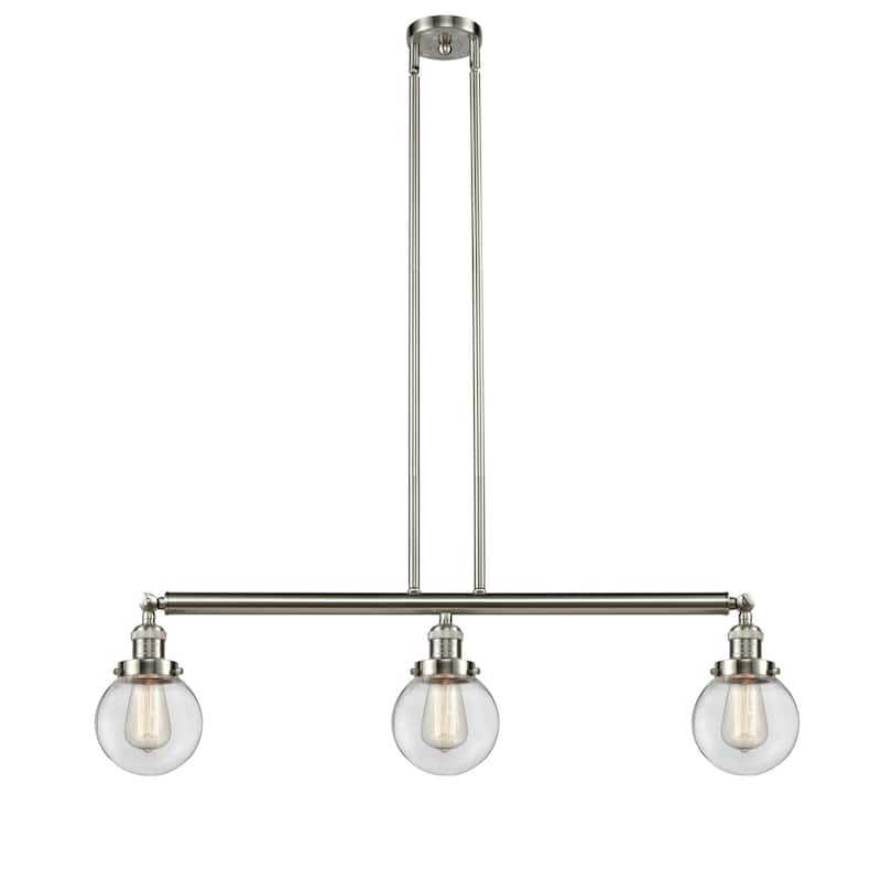 Innovations Lighting Beacon 3 Light 39" Wide Linear Chandelier - Brushed Satin Nickel / Clear