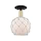 Option Black Antique Brass / White Glass with White Rope