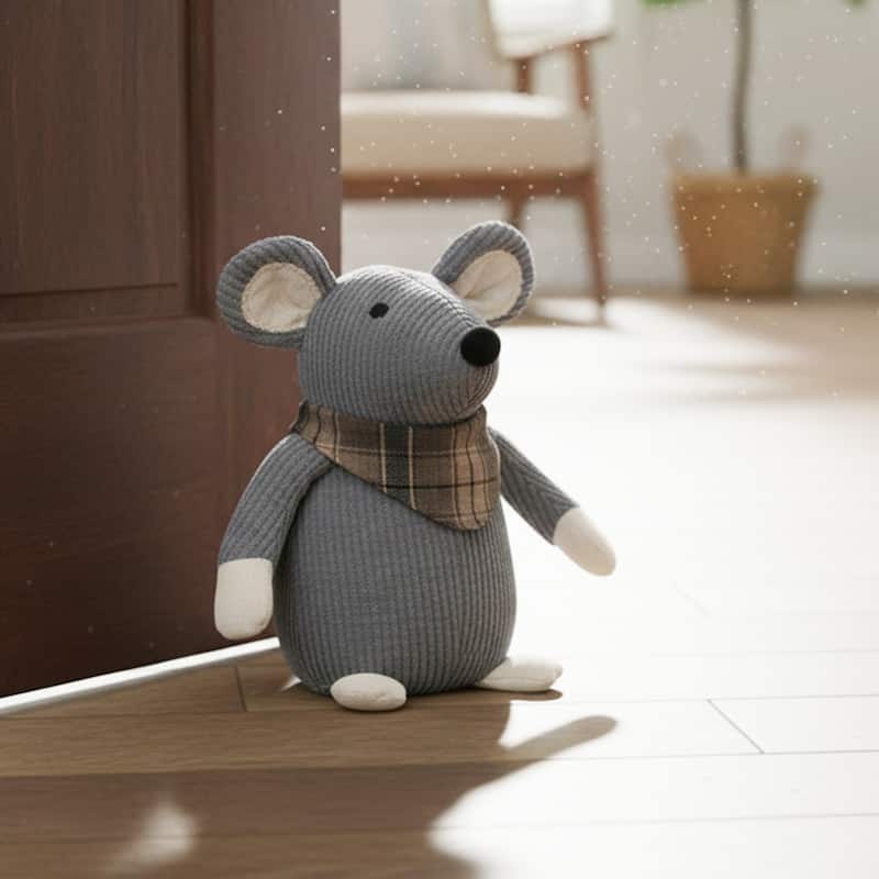 Decorative Mouse Door Stopper - Weighted Animal Doorstop, 2.3 lb - 9"H x 7"L x 5"W