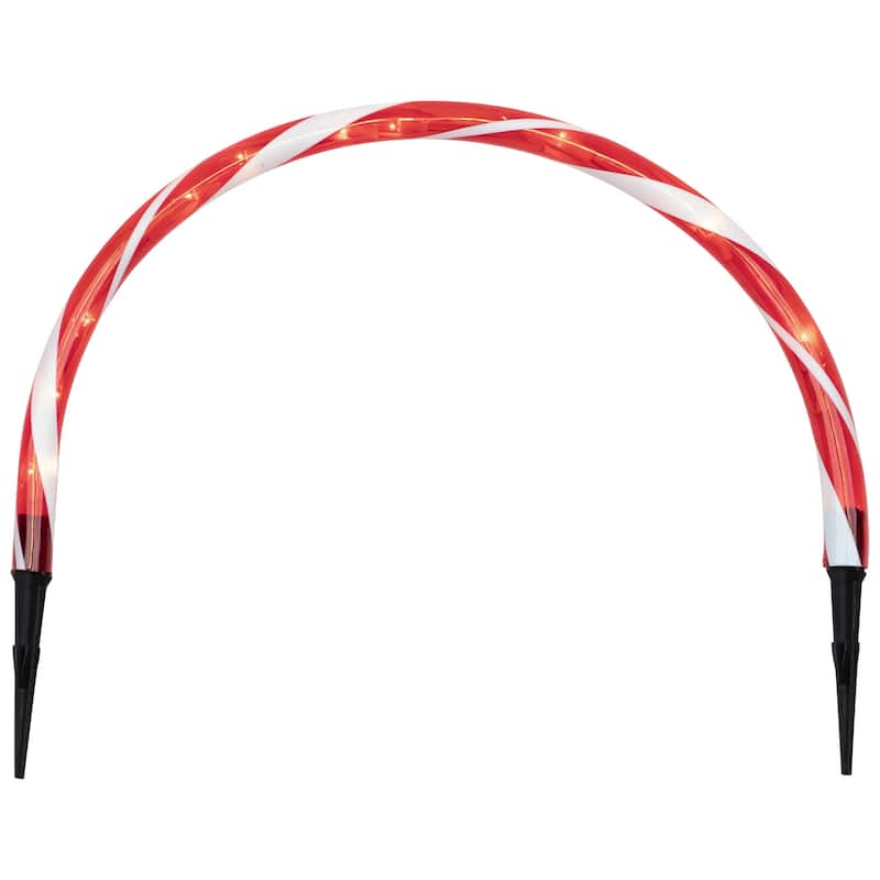Set of 3 Candy Cane Arch Outdoor Christmas Pathway Markers - Red