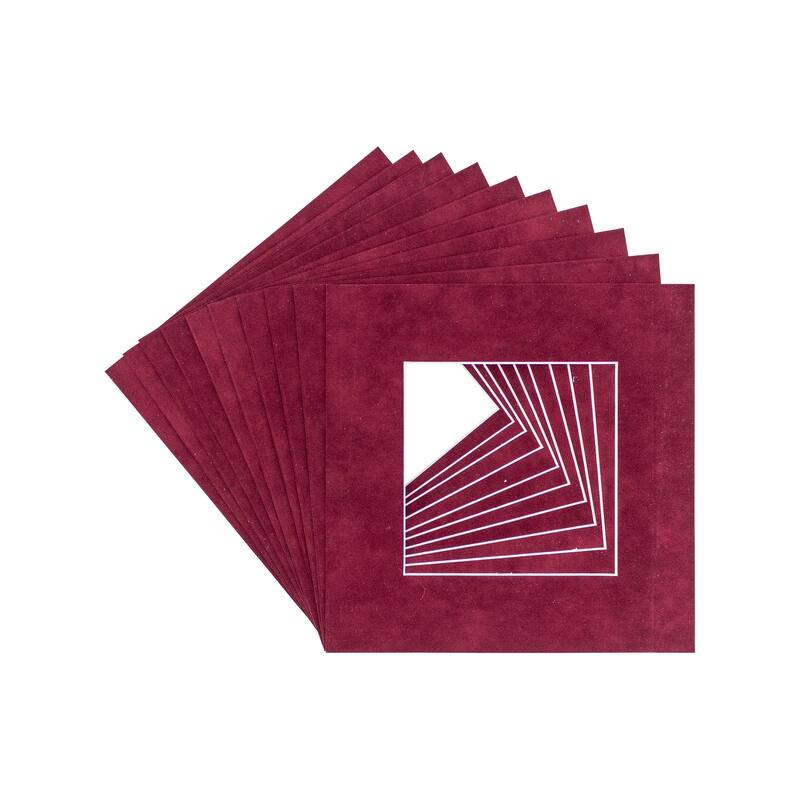 20x20 Mat for 8x8 Photo - Dark Red Suede Matboard for Frames Measuring 20 x 20 Inches - To Display Art Measuring 8 x 8 Inches - Red