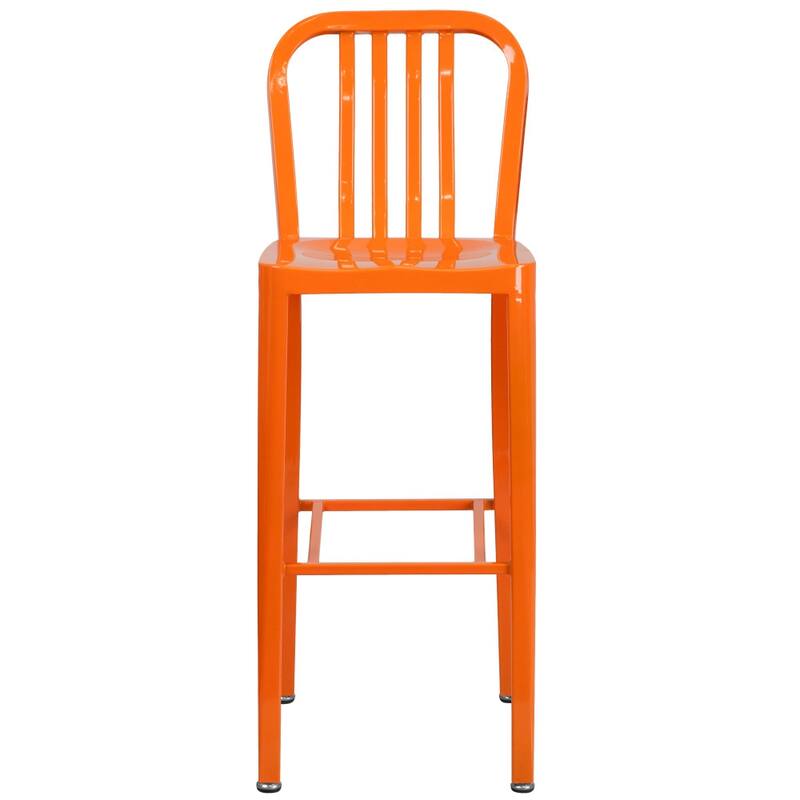30'' High Metal Indoor-Outdoor Barstool with Vertical Slat Back